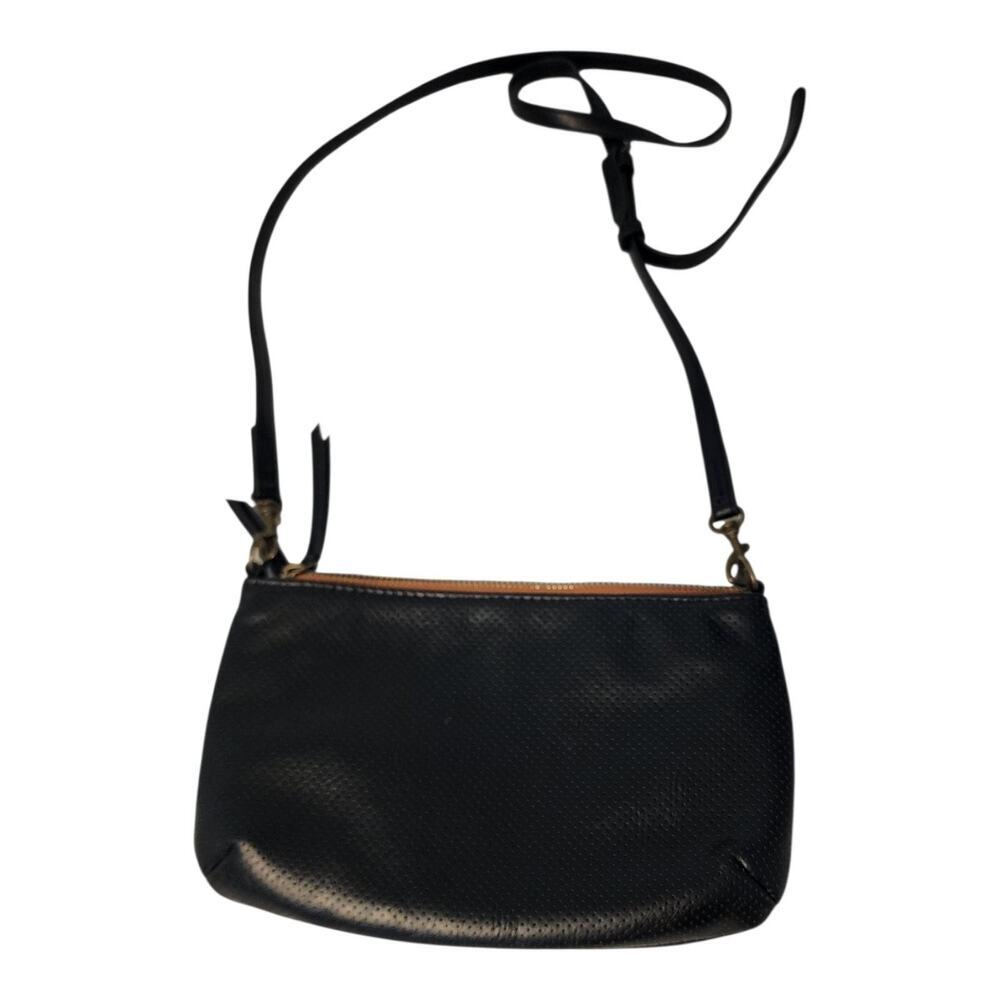 Universal Thread Black Faux Leather Crossbody Purse Perforated Adjustable Strap - Picture 2 of 7